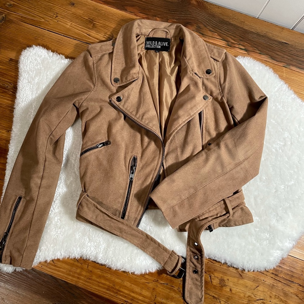 Vegan Suede Moto Jacket size small